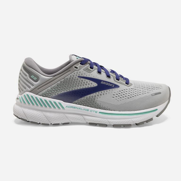 Brooks Adrenaline Gts 22 Womens Supportive Walking Shoes Ireland Alloy/Grey/Blue/Green (KROP-59263)